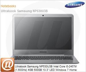 NP530U3B-AD1BR - Ultrabook Samsung NP530U3B Intel Core i5-2467M (1.60GHz) 4GB 500GB 13.3" LED Windows 7 Home Premium Wi-Fi N Bluetooth WebCam HDMI Prata com Alumnio Escovado