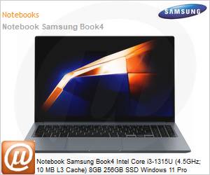 NP754XGJ-KG6BR - Notebook Samsung Book4 Intel Core i3-1315U (4.5GHz; 10 MB L3 Cache) 8GB 256GB SSD Windows 11 Pro 