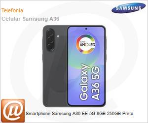 SM-A366EZKLLEB - Smartphone Samsung A36 EE 5G 8GB 256GB Preto 