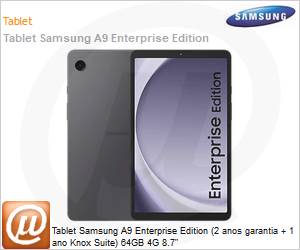 SM-X115NZAAL05 - Tablet Samsung A9 Enterprise Edition (2 anos garantia + 1 ano Knox Suite) 64GB 4G 8.7"
