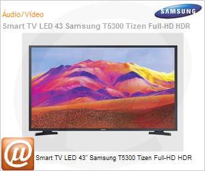 UN43T5300AGXZD - Smart TV 43" LED Samsung Crystal Srie AU7700 UN43 Full HD Sem Limites Visual Livre de Cabos Mltiplos controles de voz Controle Remoto nico 