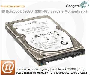 ST93205620AS - Unidade de Disco Rígido (HD) Notebook 320GB [SSD] 4GB Seagate Momentus XT ST93205620AS SATA 3 GBps 7.200 rpm 32MB Híbrido HD+SSD