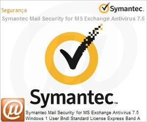 KDWBWZF0-EI1EA - Symantec Mail Security for MS Exchange Antivirus 7.5 Windows 1 User Bndl Standard License Express Band A [001-024] Essential 12 Meses 