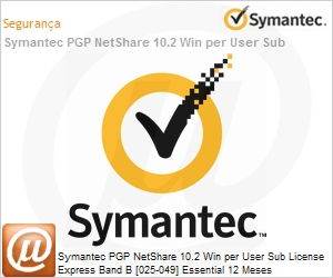 MYO0WZS0-EI1EB - Symantec PGP NetShare 10.2 Win per User Sub License Express Band B [025-049] Essential 12 Meses 