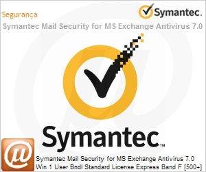 NNOBWZF0-EI1EF - Symantec Mail Security for MS Exchange Antivirus 7.0 Win 1 User Bndl Standard License Express Band F [500+] Essential 12 Meses 