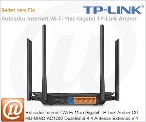 ArcherC6 - Roteador Internet Wi-Fi 11ac Gigabit TP-Link Archer C6 MU-MIMO AC1200 Dual-Band 4 4 Antenas Externas e 1 Interna]