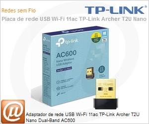 ArcherT2UNano - Adaptador de rede USB Wi-Fi 11ac TP-Link Archer T2U Nano Dual-Band AC600