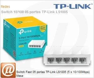 LS1005 - Switch Fast 05 portas TP-Link LS1005 (5 x 10/100Mbps) Mesa