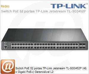 TL-SG3452P - Switch PoE 52 portas TP-Link Jetstream TL-SG3452P (48 x Gigabi PoE+) Gerencivel L2 