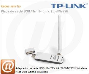 TL-WN722N - Adaptador de rede USB 11n TP-Link TL-WN722N Wi-Fi N de Alto Ganho 150Mbps