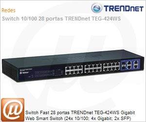 TEG-424WS - Switch Fast 28 portas TRENDnet TEG-424WS Gigabit Web Smart Switch (24x 10/100; 4x Gigabit; 2x SFP) Gerencivel Expansvel