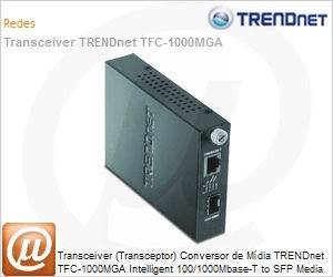 TFC-1000MGA - Transceiver (Transceptor) Conversor de Mdia TRENDnet TFC-1000MGA Intelligent 100/1000Mbase-T to SFP Media Converter