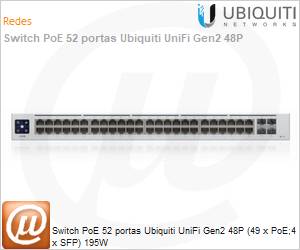 USW-48-POE - Switch PoE 52 portas Ubiquiti UniFi Gen2 48P (49 x PoE;4 x SFP) 195W 