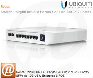 USW-E-8-POE - Switch Ubiquiti Uni-Fi 8 Portas PoE+ de 2.5G e 2 Portas SFP+ de 10G USW-Enterprise-8-POE 