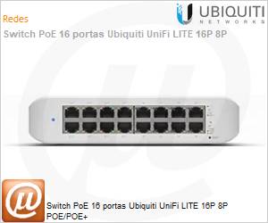 USW-LITE-16-POE - Switch PoE 16 portas Ubiquiti UniFi LITE 16P 8P POE/POE+