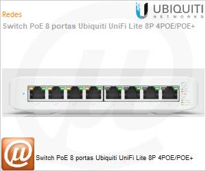 USW-LITE-8-POE - Switch PoE 8 portas Ubiquiti UniFi Lite 8P 4POE/POE+ 