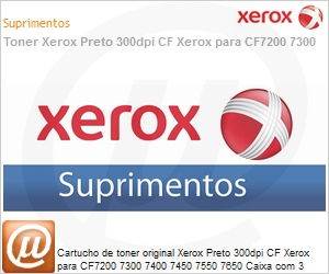 106N00099-NO - Cartucho de toner original Xerox Preto 300dpi CF Xerox para CF7200 7300 7400 7450 7550 7650 Caixa com 3 Garrafas Ate 252.000 A4 Carta ou 126.000 Pes