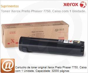 106R00652NO - Cartucho de toner original Xerox Preto Phaser 7750. Caixa com 1 Unidade. Capacidade: 32000 pginas