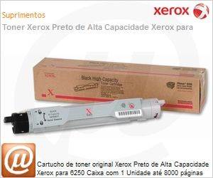 106R00675NO - Cartucho de toner original Xerox Preto de Alta Capacidade Xerox para 6250 Caixa com 1 Unidade at 8000 pginas