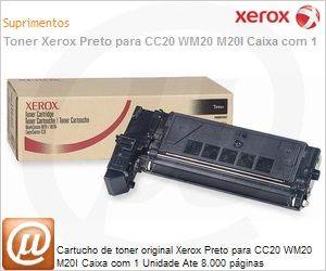 106R01047-NO - Cartucho de toner original Xerox Preto para CC20 WM20 M20I Caixa com 1 Unidade Ate 8.000 pginas