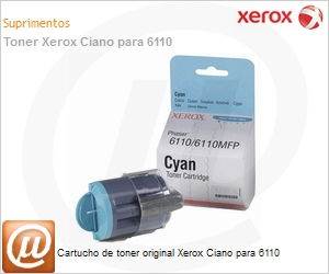 106R01206NO - Cartucho de toner original Xerox Ciano para 6110