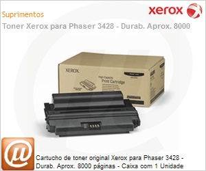106R01246NO - Cartucho de toner original Xerox para Phaser 3428 - Durab. Aprox. 8000 pginas - Caixa com 1 Unidade