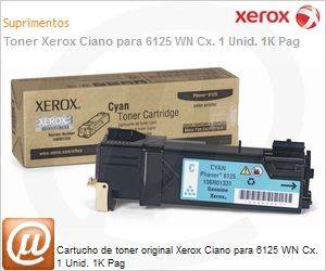 106R01335NO - Cartucho de toner original Xerox Ciano para 6125 WN Cx. 1 Unid. 1K Pag