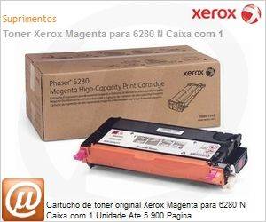 106R01401-NO - Cartucho de toner original Xerox Magenta para 6280 N Caixa com 1 Unidade Ate 5.900 Pagina