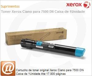 106R01443-NO - Cartucho de toner original Xerox Ciano para 7500 DN Caixa de 1Unidade Ate 17.800 pginas