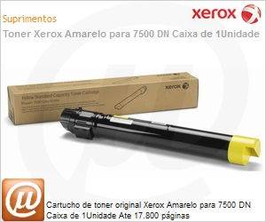 106R01445-NO - Cartucho de toner original Xerox Amarelo para 7500 DN Caixa de 1Unidade Ate 17.800 pginas