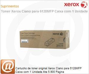 106R01456-NO - Cartucho de toner original Xerox Ciano para 6128MFP Caixa com 1 Unidade Ate 5.900 Pagina