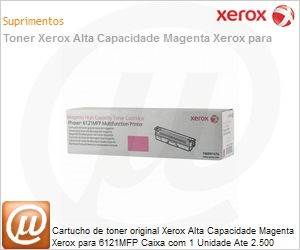 106R01474-NO - Cartucho de toner original Xerox Alta Capacidade Magenta Xerox para 6121MFP Caixa com 1 Unidade Ate 2.500 pginas