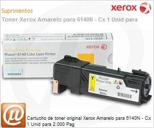 106R01483-NO - Cartucho de toner original Xerox Amarelo para 6140N - Cx 1 Unid para 2.000 Pag