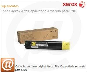 106R01525-NO - Cartucho de toner original Xerox Alta Capacidade Amarelo para 6700