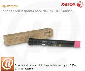 106R01571-NO - Cartucho de toner original Xerox Magenta para 7800 17.200 Paginas