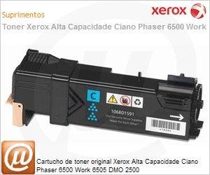 106R01601-NO - Cartucho de toner original Xerox Alta Capacidade Ciano Phaser 6500 Work 6505 DMO 2500