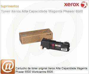 106R01602-NO - Cartucho de toner original Xerox Alta Capacidade Magenta Phaser 6500 Workcentre 6505