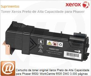 106R01604-NO - Cartucho de toner original Xerox Preto de Alta Capacidade para Phaser 6500/ WorkCentre 6505 DMO 3.000 pginas