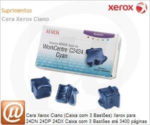 108R00660NO - Cera Xerox Ciano (Caixa com 3 Bastes) Xerox para 24DN 24DP 24DX Caixa com 3 Bastes at 3400 pginas