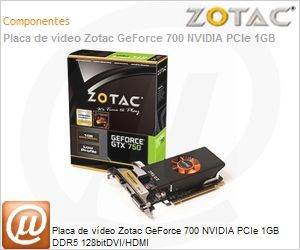 ZT-70702-10M - Placa de vdeo Zotac GeForce 700 NVIDIA PCIe 1GB DDR5 128bitDVI/HDMI