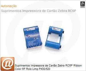 800015-448BR - Suprimentos Impressora de Carto Zebra RC6P Ribbon Color 6P Rolo Limp P430/520