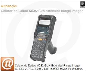 MC92N0-GP0SYGQA6WR - Coletor de Dados MC92 GUN Extended Range Imager SE4850 2D 1GB RAM 2 GB Flash 53 teclas VT Windows Mobile 6.5 com MS Office