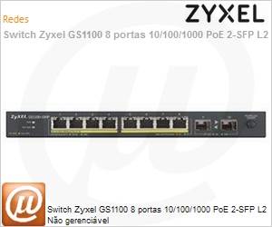 GS1100-8HP-EU0101F - Switch Zyxel GS1100 8 portas 10/100/1000 PoE 2-SFP L2 No gerencivel