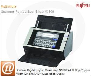 N1800 - Scanner Digital Fujitsu ScanSnap N1800 A4 600dpi 20ppm 40ipm (24 bits) ADF USB Rede Duplex