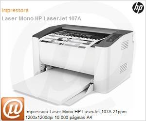 4ZB77A - Impressora Laser Mono HP LaserJet 107A 21ppm 1200x1200dpi 10.000 pginas A4 