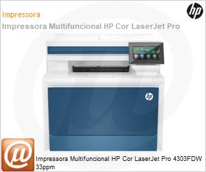 5HH67A-696 - Impressora Multifuncional HP Cor LaserJet Pro 4303FDW 33ppm 