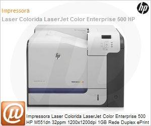CF082A - Impressora Laser Colorida LaserJet Color Enterprise 500 HP M551dn 32ppm 1200x1200dpi 1GB Rede Duplex ePrint (Substitui CP3525dn / CC470A)