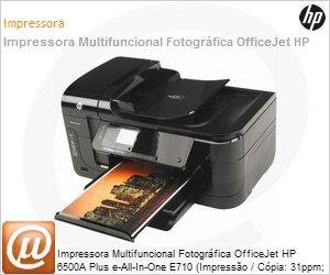 CN557A - Impressora Multifuncional Fotogrfica OfficeJet HP 6500A Plus e-All-In-One E710 (Impresso / Cpia: 31ppm; Scanner; Fax) 64MB Rede Duplex Wi-Fi