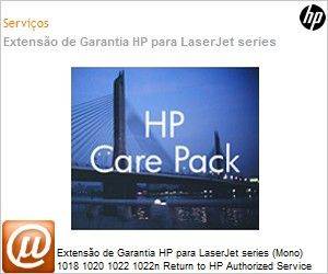 UG320E - Extenso de Garantia HP para LaserJet series (Mono) 1018 1020 1022 1022n Return to HP Authorized Service Center 3 Anos 