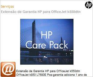 UG753PE - Extenso de Garantia HP para OfficeJet k550dtn OfficeJet k850 L7680E Pos-garantia adiciona 1 ano de garantia bancada 
